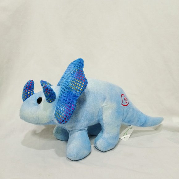 Triceratops Dinosaur Blue Plush Stuffed Animal Homerbest 9" Sparkly Horns - Picture 1 of 8